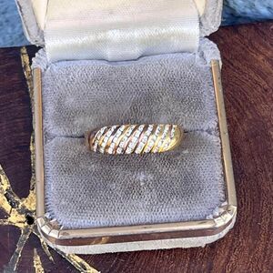 Vintage Domed Cocktail Ring in Sterling Silver with Gold plating Size 9